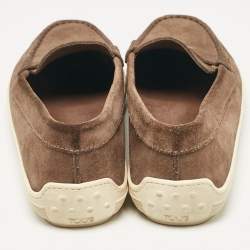 Tod's Khaki Brown Suede Penny Slip On Loafers Size 37.5