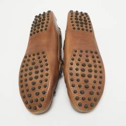 مملوكة مسبقًا Tod's Brown Leather Gommini Bow Loafers Size 36