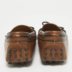 مملوكة مسبقًا Tod's Brown Leather Gommini Bow Loafers Size 36