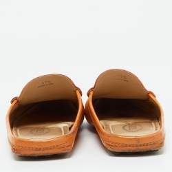 Tod's Orange Leather Flat Loafer Mules Size 37.5
