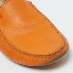 Tod's Orange Leather Flat Loafer Mules Size 37.5