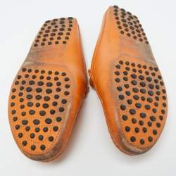 Tod's Orange Leather Flat Loafer Mules Size 37.5