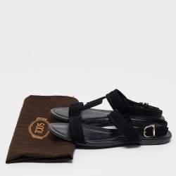 Tod's Black Suede Flat Sandals Size 38.5