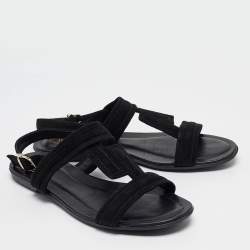 Tod's Black Suede Flat Sandals Size 38.5