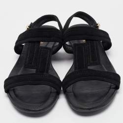 Tod's Black Suede Flat Sandals Size 38.5