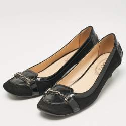 Tod's Black Suede and Patent Leather Pumps Size 39