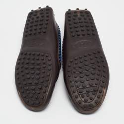 Pre Owned Tod's Dark Brown Leather Whip Stitch Trim Detail Penny Loafers Size 37