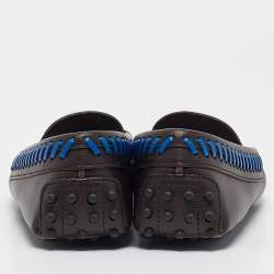 Pre Owned Tod's Dark Brown Leather Whip Stitch Trim Detail Penny Loafers Size 37