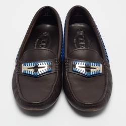 Pre Owned Tod's Dark Brown Leather Whip Stitch Trim Detail Penny Loafers Size 37