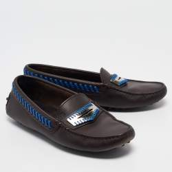 Pre Owned Tod's Dark Brown Leather Whip Stitch Trim Detail Penny Loafers Size 37