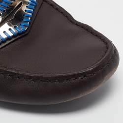 Pre Owned Tod's Dark Brown Leather Whip Stitch Trim Detail Penny Loafers Size 37