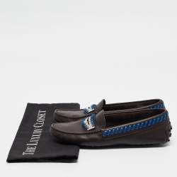 Pre Owned Tod's Dark Brown Leather Whip Stitch Trim Detail Penny Loafers Size 37