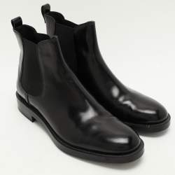 Pre Owned Tod's Black Leather Ankle Length Boots Size 38