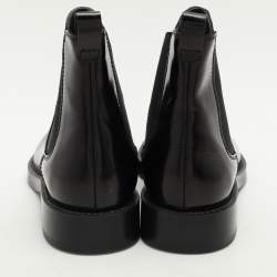 Pre Owned Tod's Black Leather Ankle Length Boots Size 38