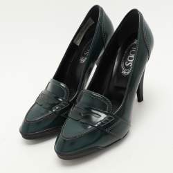 Tod's Green Leather Loafer Pumps Size 39