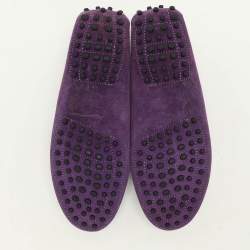 Pre Owned Tod's Purple Suede Embellished Loafers Size 38.5