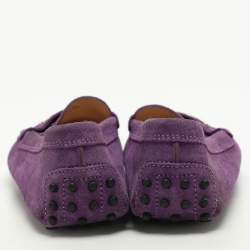 Pre Owned Tod's Purple Suede Embellished Loafers Size 38.5