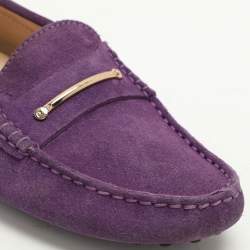 Pre Owned Tod's Purple Suede Embellished Loafers Size 38.5
