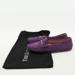 Pre Owned Tod's Purple Suede Embellished Loafers Size 38.5