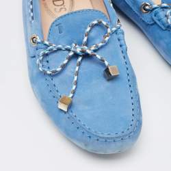 Pre Owned Tod's Blue Suede Penny Penny Loafers Size 37