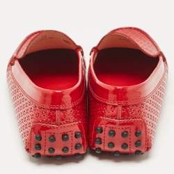 Pre Owned Tod's Red Patent Leather Penny Loafers Size 36