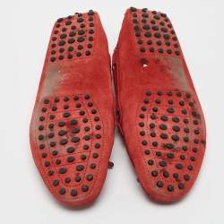 Pre Owned Tod's Red Suede Penny Loafers Size 38.5