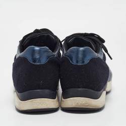 Tod's Blue/Black Leather and Mesh Lace Up Sneakers Size 38.5