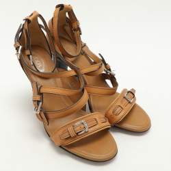 Tod's Tan Leather Ankle Strap Sandals Size 39