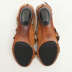 Tod's Tan Leather Ankle Strap Sandals Size 39
