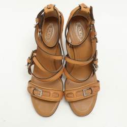 Tod's Tan Leather Ankle Strap Sandals Size 39