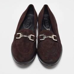Tod's Dark Brown Suede Slip on Penny Loafers Size 38