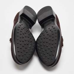 Tod's Dark Brown Suede Slip on Penny Loafers Size 38