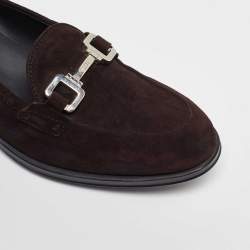 Tod's Dark Brown Suede Slip on Penny Loafers Size 38