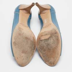 Tod's Blue Leather Peep Toe Pumps Size 38