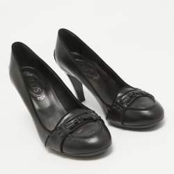 مملوكة مسبقًا Tod's Black Leather Loafer Pumps Size 37.5