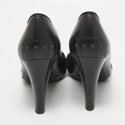 مملوكة مسبقًا Tod's Black Leather Loafer Pumps Size 37.5