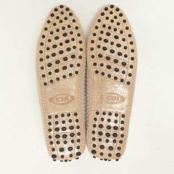 Pre Owned Tod's Beige Shimmering Suede Smoking Slippers Size 39