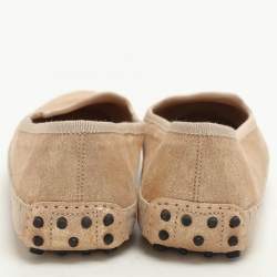 Pre Owned Tod's Beige Shimmering Suede Smoking Slippers Size 39