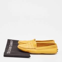 Tod's Yellow Perforated Leather Slip On Loafers Size 36