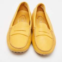 Tod's Yellow Perforated Leather Slip On Loafers Size 36