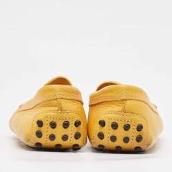 Tod's Yellow Perforated Leather Slip On Loafers Size 36