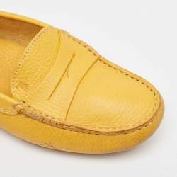 Tod's Yellow Perforated Leather Slip On Loafers Size 36