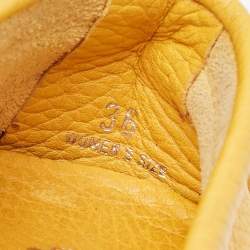 Tod's Yellow Perforated Leather Slip On Loafers Size 36