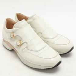 مملوكة مسبقًا Tod's Cream Leather Monk Sneakers Size 38.5