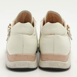 مملوكة مسبقًا Tod's Cream Leather Monk Sneakers Size 38.5