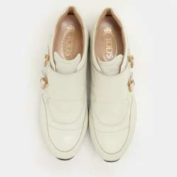 مملوكة مسبقًا Tod's Cream Leather Monk Sneakers Size 38.5