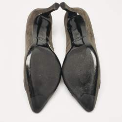 Tod's Grey/Olive Green Patent and Suede Pointed Toe Pumps Size 38