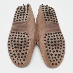 Tod's Brown Croc Embossed Leather Double T Loafers Size 37