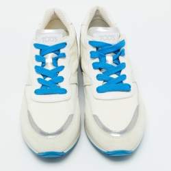 Tod's White/Silver Suede and Leather Low Top Sneakers Size 38.5