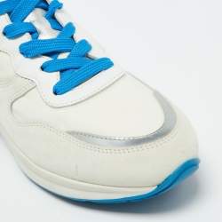 Tod's White/Silver Suede and Leather Low Top Sneakers Size 38.5